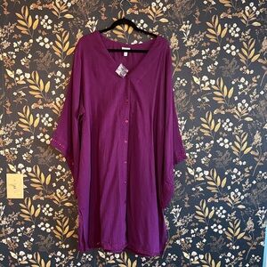 SWIM 365 Purple Beaded Swim Summer Coverup Size 26/28 3X